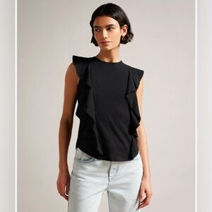 New TED BAKER -KATHLEY Ruffle Shirt‎ Blouse Women Size 4